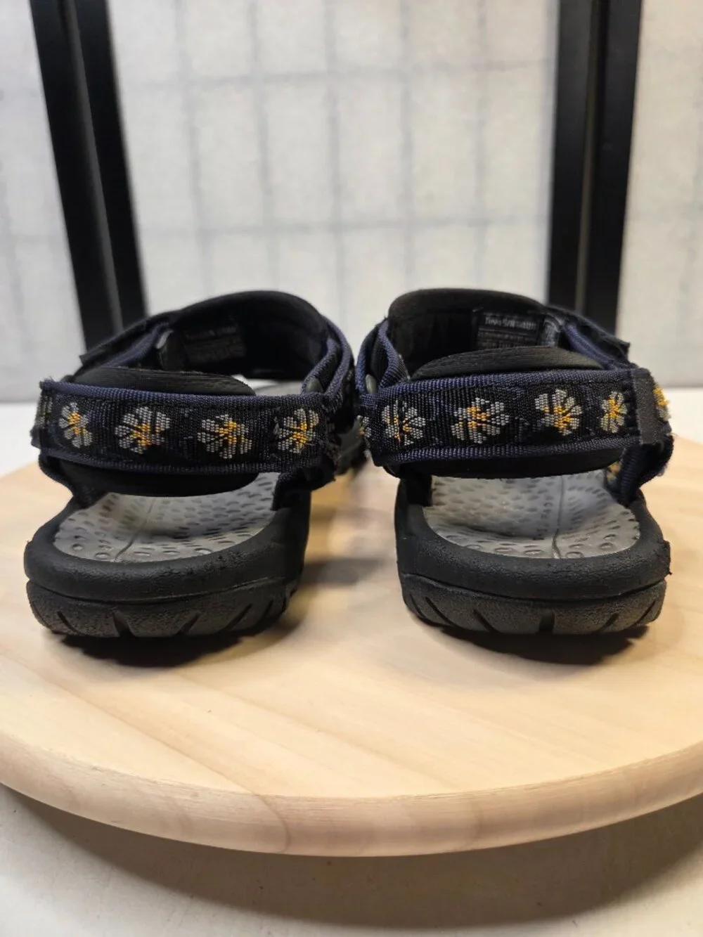 Teva Pretty Rugged Black Floral Nylon Sandals Women US 9